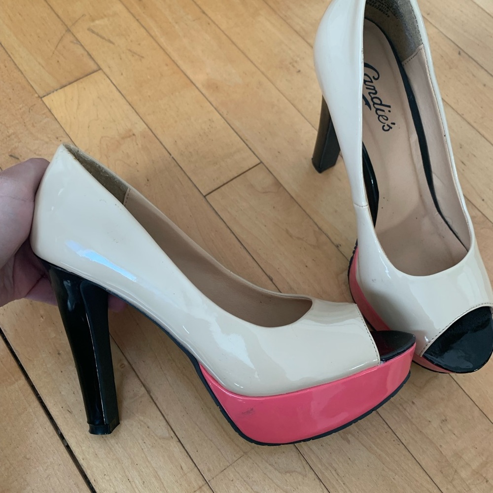[7]👡CANDIE’S multicolour peep toe heels